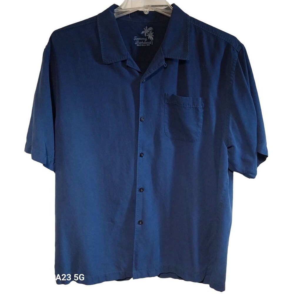 Tommy Bahama Mens Original Fit Blue Short Sleeve Button-Up Shirt 2X